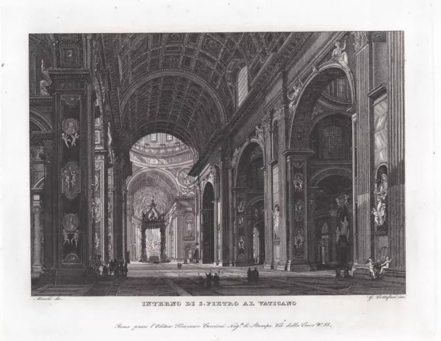 Basilica di San Pietro in Vaticano Roma Rome Rom incisione Kupferstich 1830