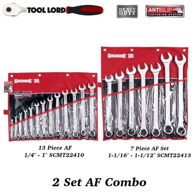 Sidchrome 13+7 Piece AF Ring & Open End Spanner Set SAE Imperial 1/4” – 1-1/2”