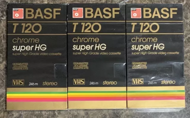 Blank VHS Video Tape BASF T-120 Extra Quality Recordable Media Lot Of 3