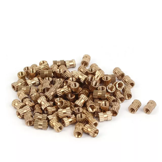 M3 x 6mm passo da 0,5 mm ottone cilindrica zigrinata  inserto filettato 100Pz