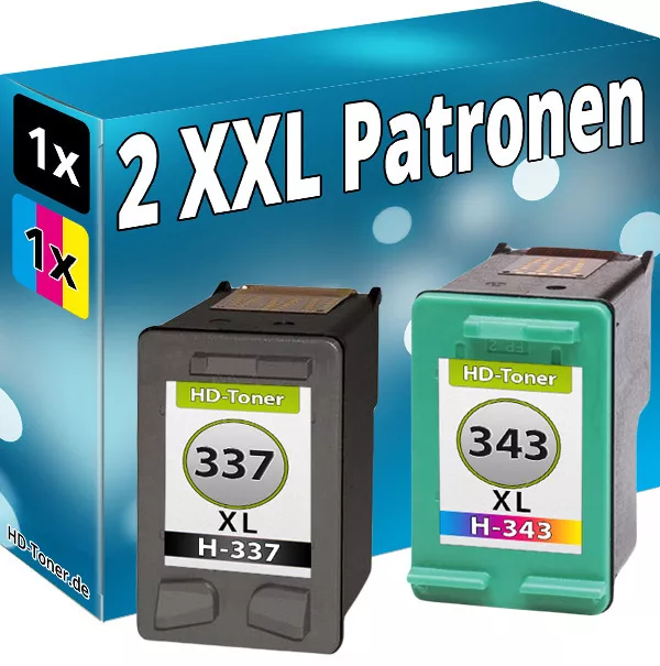 DRUCKER PATRONE für HP 337 XL + HP 343 PhotoSmart C4180 D5160 TINTE PATRONEN