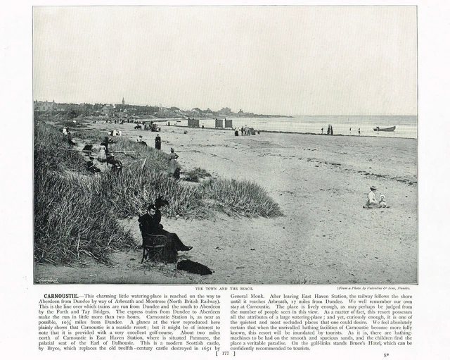Carnoustie Scotland Town And Beach Antique Picture Print Victorian 1895 RTC#177