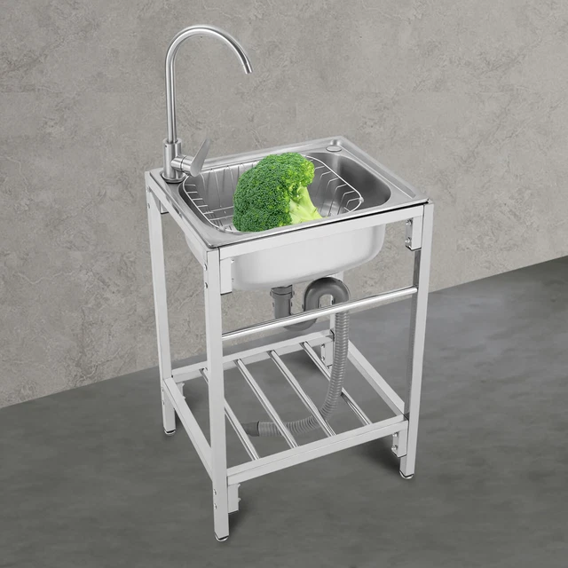 SINGLE BASIN COMMERCIAL Stainless Steel Sink Freestanding Utility Sink
