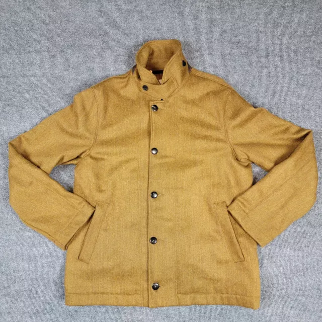 Billy Reid Wool Blend Button Winter Coat Brown Mens Size Medium Made USA Jacket