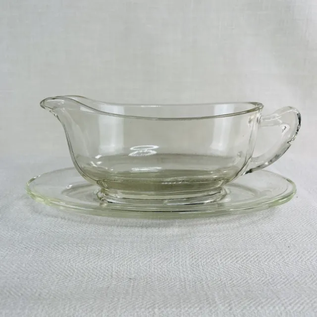 Vintage Pyrex Clear Glass Gravy Boat  Jug, Dish and Saucer