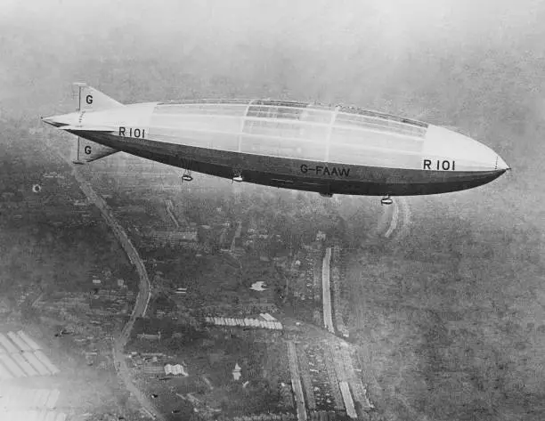 The Airship R 101 Flying Over The City In London Aviation History Old Photo