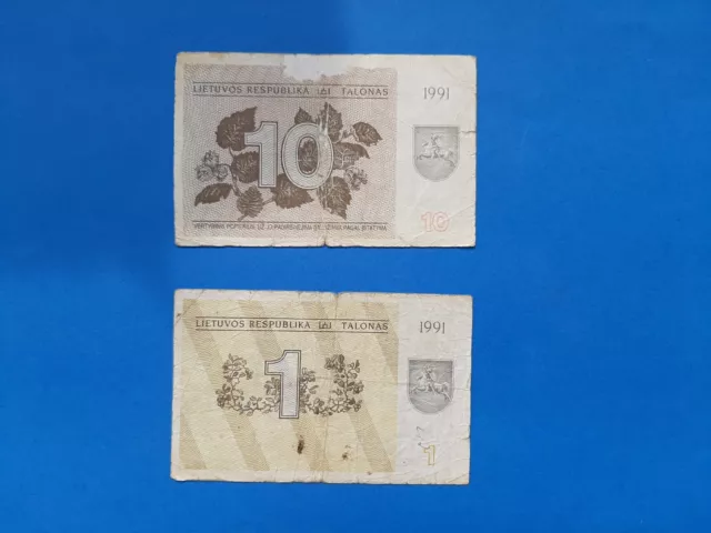 1 x 1+10 Talonas Litauen / Geldschein Banknote von 1991