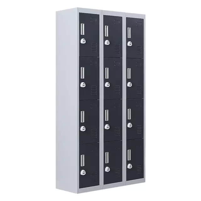 12-Door Locker for Office Gym Shed School Home Storage - 3-Digit Combination Loc