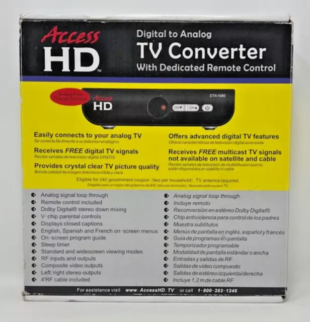 Access HD Digital To Analog TV Converter DTA 1080D With Remote Control