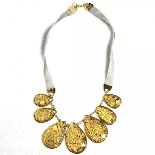 Lydell NYC Necklace VTG Signed Art Deco Bubble Ribbon Gray Fashion Boho 22 inch