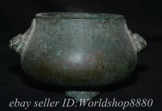 6.8" Xuande Marked Old Chinese Purple Bronze Dynasty Beast incense burner Censer