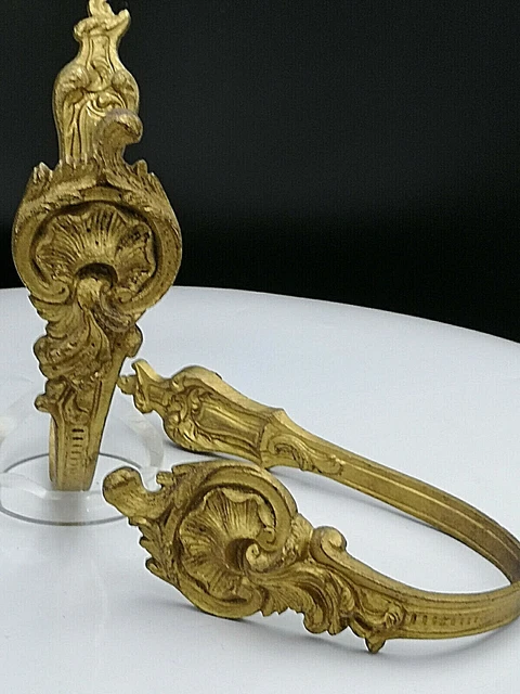 Ensemble De 8 Poignées De Rideau De Style Louis XV En Bronze Et Cordon