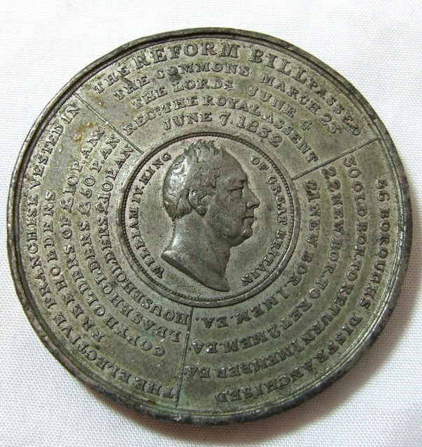 RARE 1832 William IV Reform Bill Medallion T Halliday Eimer 1256 & BHM 1587 50mm