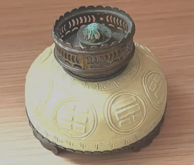 Chinese Opium Lamp / Oil Burner in Ceramic and Brass
