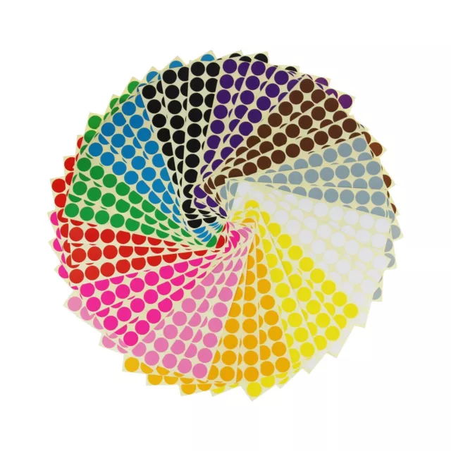 3/4" Round Dot Stickers Color Coding Labels, 12 Different Assorted Colors, 36...