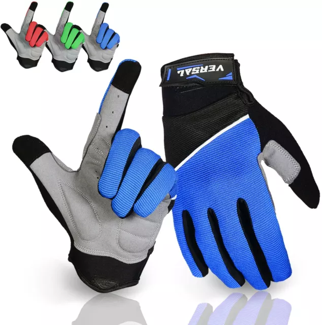 VSL Full Finger Cycling Gloves Gel Palm Bicycle BMX MTB Bike Riding Silicon Logo