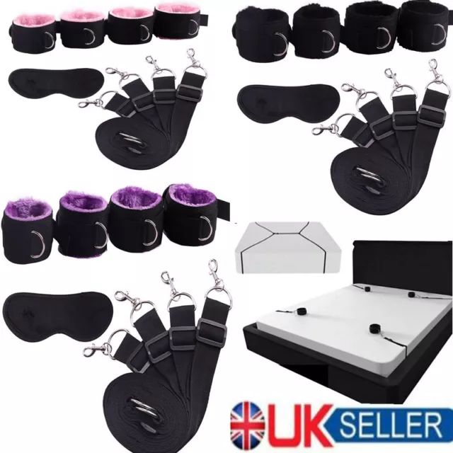 Secret Bed Restraint BDSM Mattress Bondage Wrist Ankle Strap Handcuff Blindfold