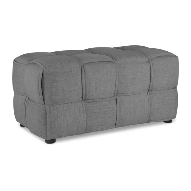 Pouf Siège Tabouret Rembourré Tissu Gris D'assise Fauteuil Chaise Homestyle4u