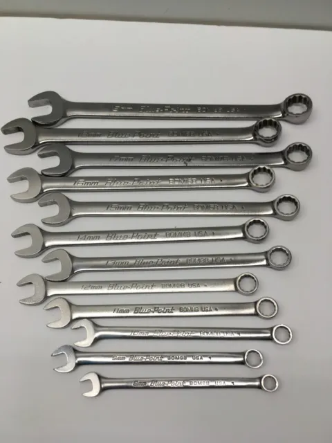 Blue Point By Snap On Bom 12 Pc Metric Combination Wrench Set Usa 8Mm-19Mm Nice
