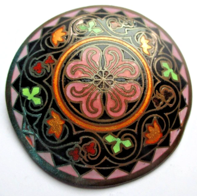 Grande Broche Vintage – Sceptre émail Cloisonné Or, état Parfait