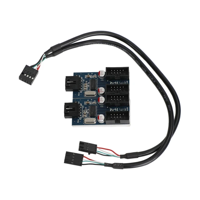 9 Pin USB Header Male 1 to 4 Female Motherboard Extension Connector Extender AUS 3