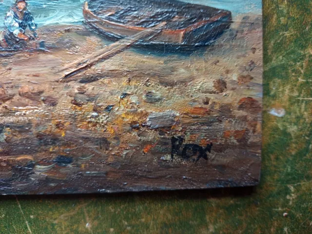 Dutch Sailing  /fishing boat coastal  oil painting on wooden board signed 3