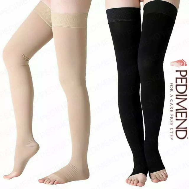 Open Toe Unisex Medical Compression Stockings Support Varicose Veins Thigh High