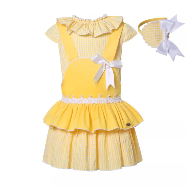 Pettigirl - Vestidos de Pascua para niñas, tops amarillos y falda con tiras