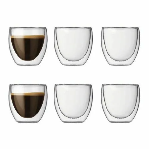 SET 6 BICCHIERI termici doppia parete doppio vetro per tè caffè