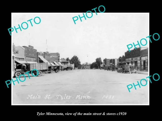 OLD LARGE HISTORIC PHOTO OF TYLER MINNESOTA THE MAIN STREET & STORES c1920