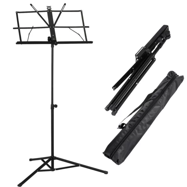 Sheet Music Book Stand + Carrying Bag Portable Folding Metal Stand Adjustable