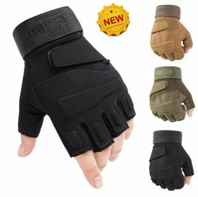 Mens Fingerless Gloves Tactical Half-Finger Sport Outdoor Riding Driving Gloves 2