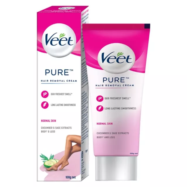 VEET Puro Depilación Crema para Mujer Con sin Amoníaco Olor, Normal Piel - 100g