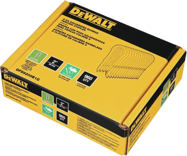DEWALT DFS9200B1G 2" 9 GA Galvanized Barbed Fencing Staples - Box of 960