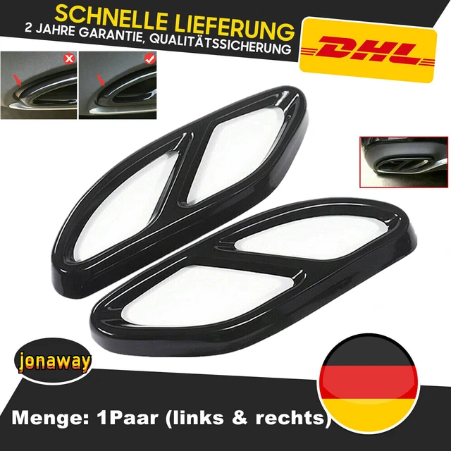 Mkptopia Auspuffblende Schwarz Glänzend - Für Mercedes A B C E CLA GLC GLE GLS Klasse