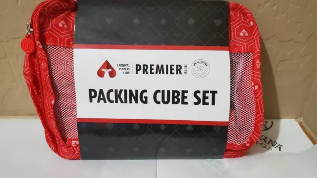 New Carnival Cruise SET of 3 PACKING CUBES Premier Players Club Casino ~ RED