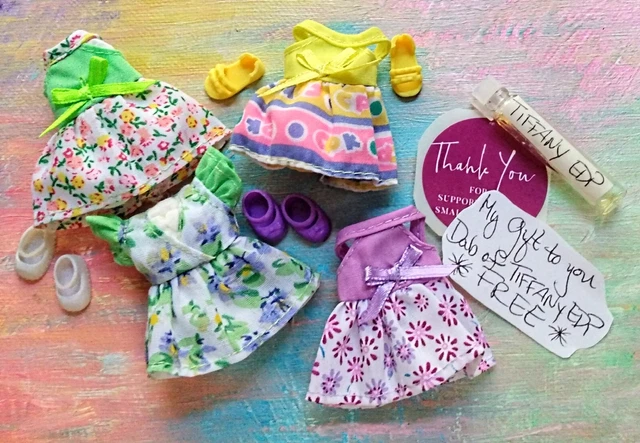 Kelly Small Doll Clothes *Lot of 4 Summer Sundresses/Shoes/dab Tiffany Perfume*