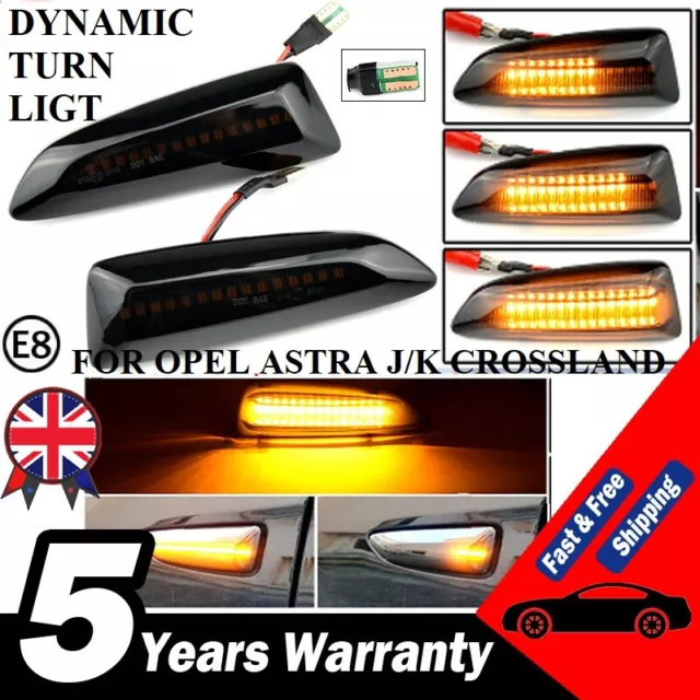 2x For Opel Vauxhall Astra J Insignia Dynamic LED Side Indicator Repeater Light