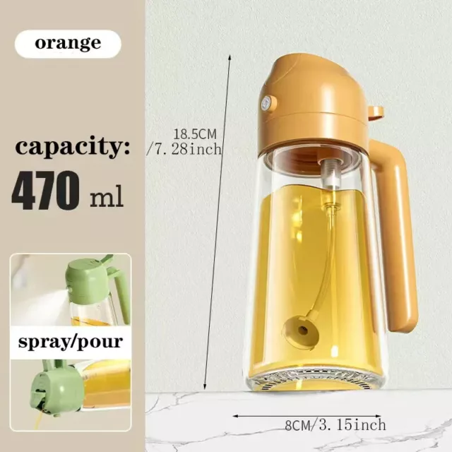 2-in-1 Oil Spray Bottle Refilable Glass BBQ Cooking Olive Oil Sprayer Dispenser