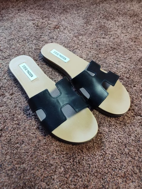 Steve Madden Womens Hadyn Silver Slide Sandals Shoes 9 Medium (B,M) BHFO 7715