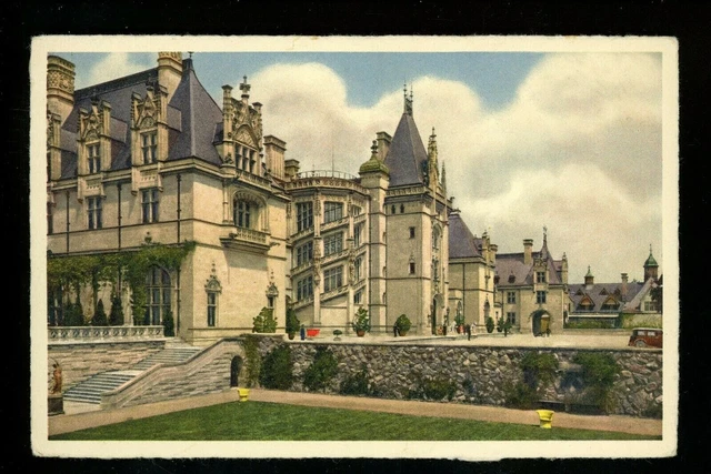 North Carolina NC postcard Asheville, Biltmore House & Gardens linen