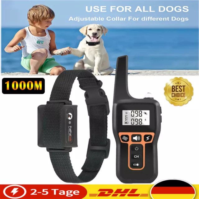 1000M Remoto Eléctrico Cuello de Entrenamiento Mascota Perro Recargable Collar para Perro Antiladrido 3