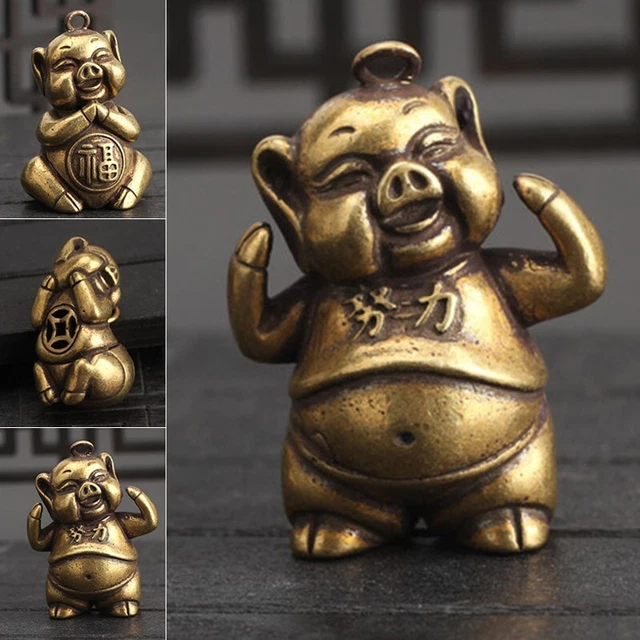 Stylish Copper Zodiac Pig Keychain Pendant for Contemporary Home Decor
