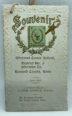 1900 Sherman Center School Souvenir Kossuth County Iowa Carrie Curran Teacher ++