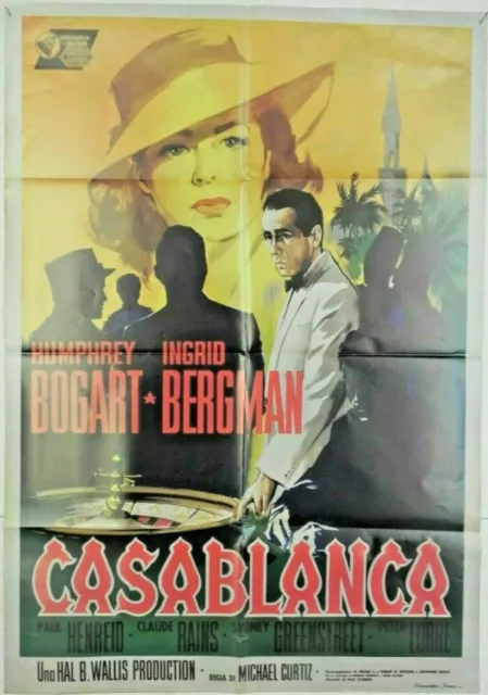 Casablanca Onesheet Italian Movie Poster Later Reprint Of1960 Italian Original