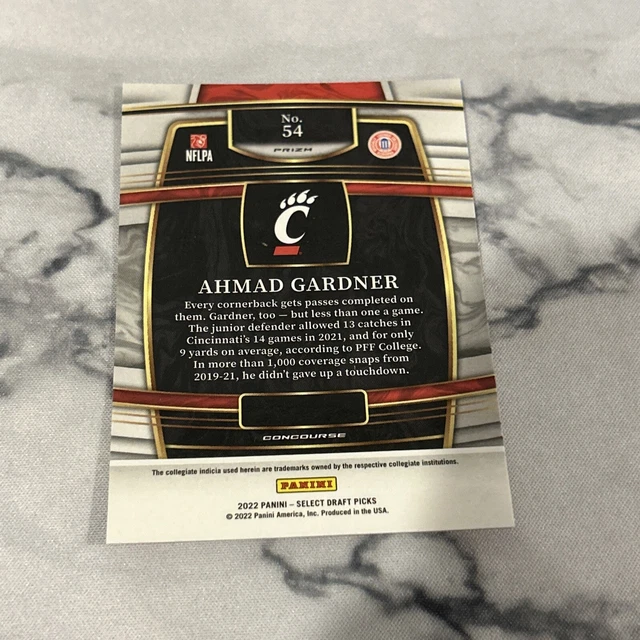 2022 PANINI SELECT AHMAD SAUCE GARDNER Red Lazer Prizm Concourse Rookie