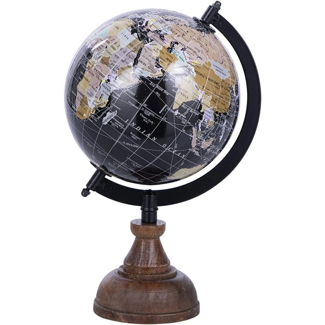 Globo Luminoso Interkart 30cm - Mappamondo Stile Antico, Base Legno, Illuminazione LED - Edizione 2020 In Italiano - Foto 7