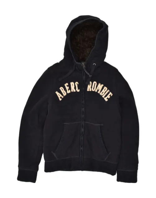 ABERCROMBIE & FITCH Giacca Sherpa Bomber Donna Grafica UK 38 Nero Medio AT67