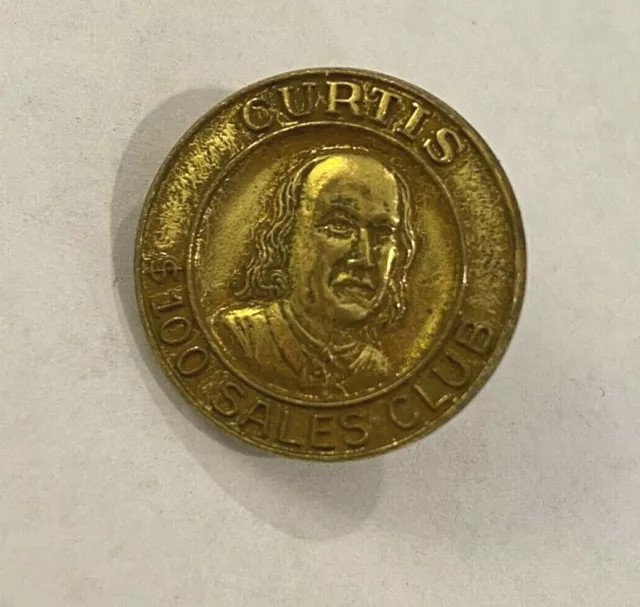 Vintage Curtis $100 Sales Club Tack Pin Curtis Publishing Rochester NY