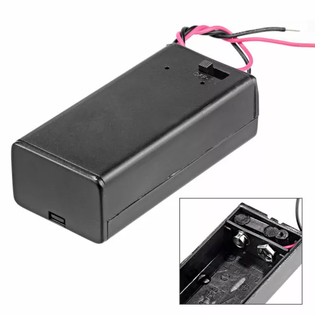 9V Battery Holder with Wires 9 Volt Battery Case Box ON/Off Switch Cover 1Pc CD